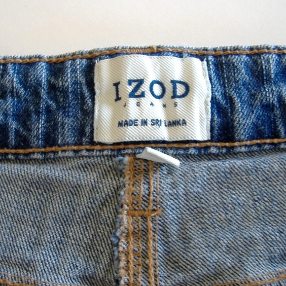 IZOD Jeans Mini Skirt Short Above Knee Indigo Blue Denim Cotton Blend Pockets 8 - Picture 4 of 8
